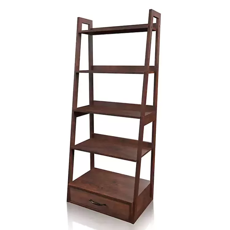 Wood 5-Shelf Leaning Bookshelf>Kirklands Home Clearance