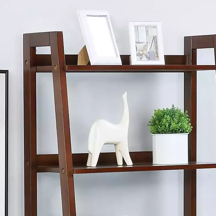 brown_wood_shelf_leaning_bookshelf_7.webp Wood 5-Shelf Leaning Bookshelf>Kirklands Home Clearance