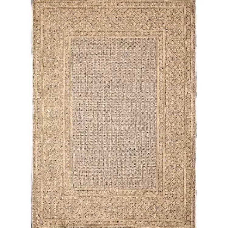 Camel Leopard Border Outdoor Area Rug, 5x7>Kirklands Home Clearance