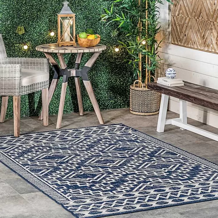 Cammie Blue Moroccan Tribal Outdoor Rug, 5x8>Kirklands Home Hot