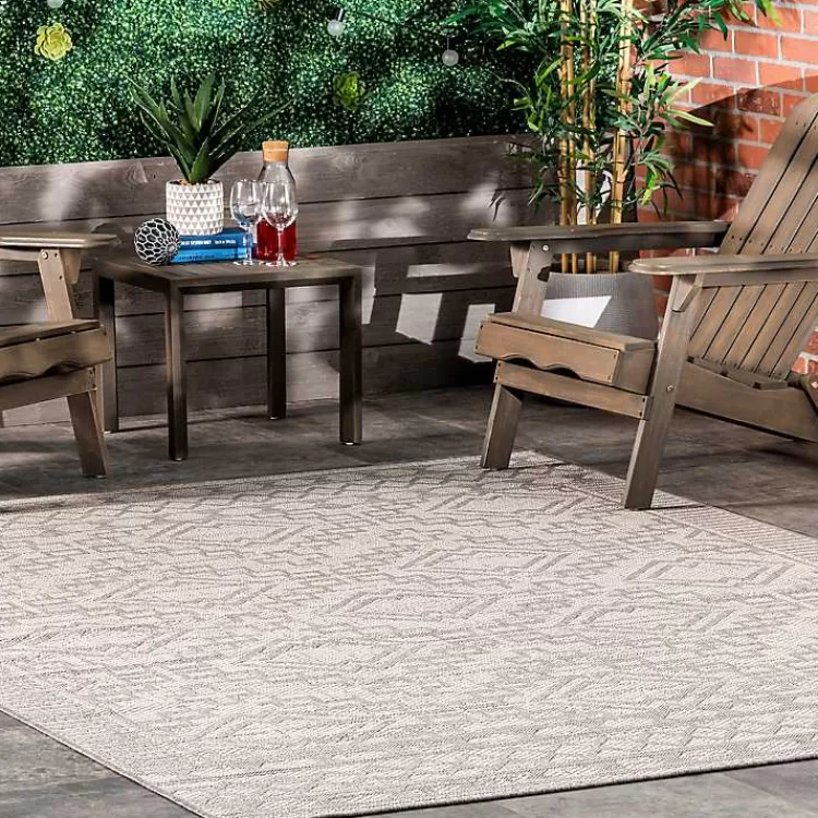 Cammie Gray Moroccan Geometric Outdoor Rug, 5x8>Kirklands Home Discount