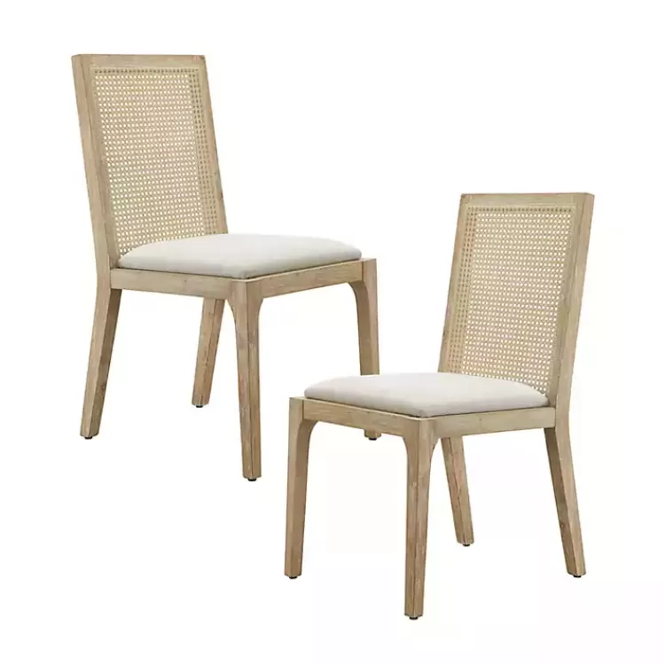 Cane Back Upholstered Wood Dining Chairs, Set of 2>Kirklands Home Shop