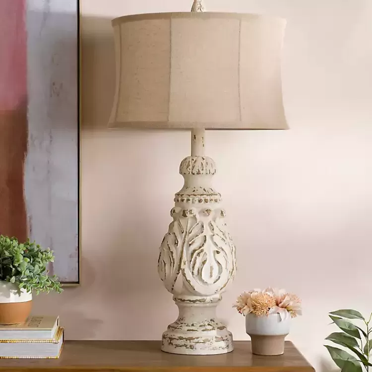 Caroline Distressed Cream Table Lamp>Kirklands Home Flash Sale