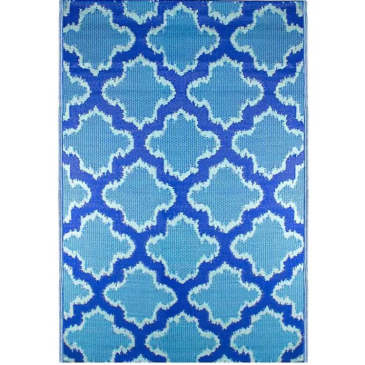 Cerulean Quatrefoil Outdoor Area Rug, 4x6>Kirklands Home Cheap