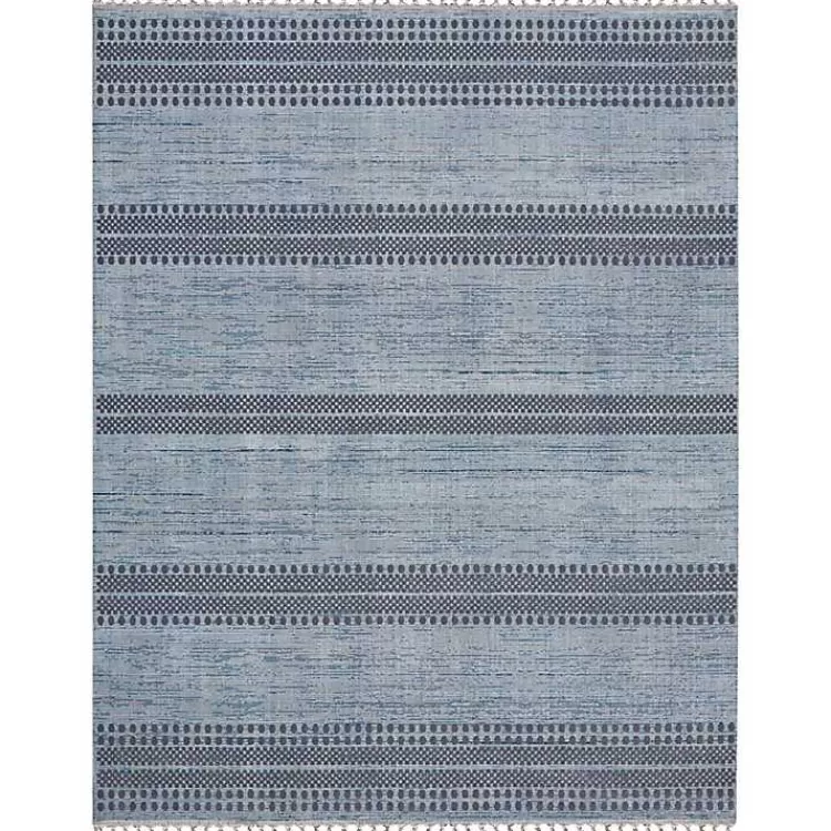 Charcoal and Blue Stripes Fringe Area Rug, 7x10>Kirklands Home Shop
