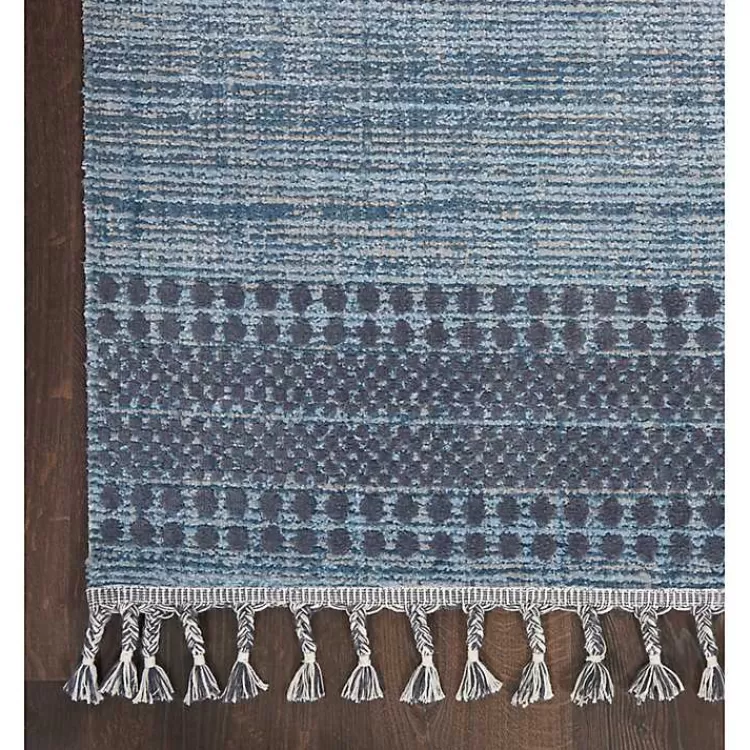 Charcoal and Blue Stripes Fringe Area Rug, 7x10>Kirklands Home Shop