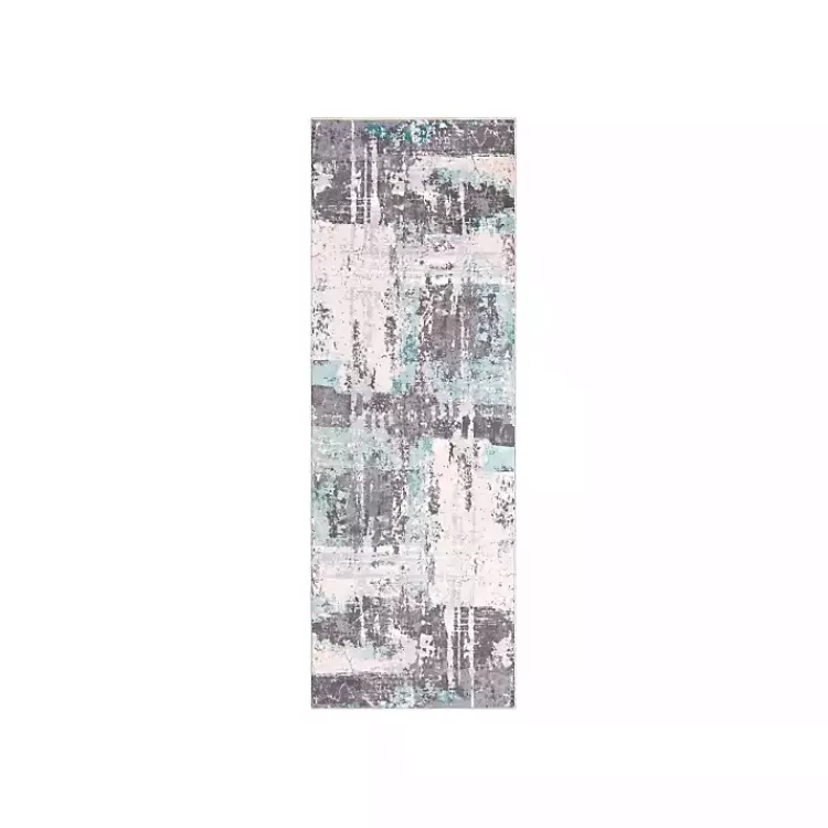 Charcoal and Indigo Abstract Floor Runner>Kirklands Home Cheap
