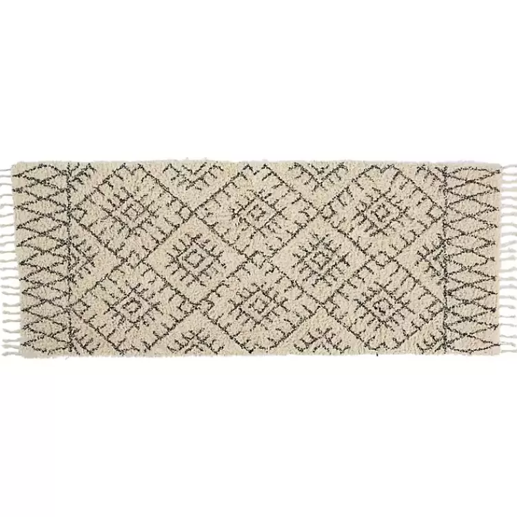 Charcoal and Ivory Linear Fringe Runner, 2x6>Kirklands Home Clearance
