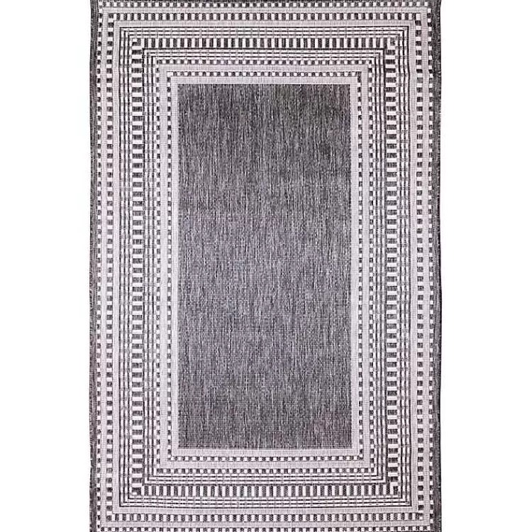 Charcoal Linear Macy Indoor/Outdoor Area Rug, 4x7>Kirklands Home Hot