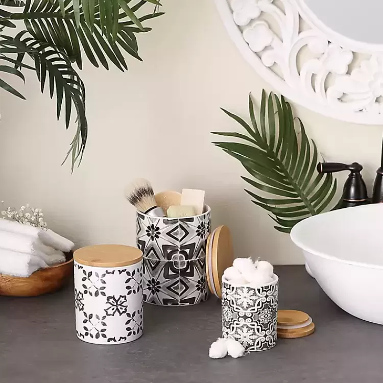 charcoal_tile_pc_bamboo_lid_jar_set_7.webp Charcoal Tile 3-pc. Bamboo Lid Jar Set>Kirklands Home Cheap