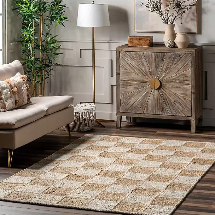 Checkered Jute Area Rug, 8x10>Kirklands Home Cheap