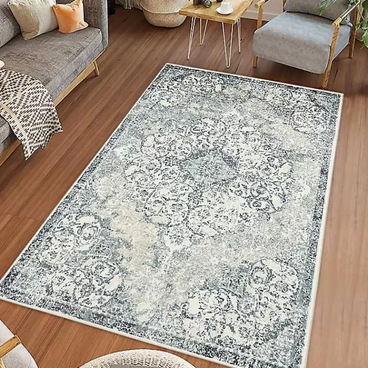 Cholet Ivory Blue Medallion Accent Rug, 2x3>Kirklands Home Outlet