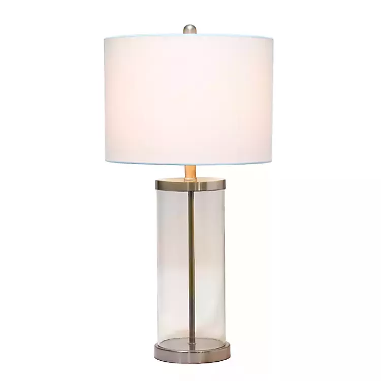 Clear Glass and Nickel Cylindrical Table Lamp>Kirklands Home Best Sale