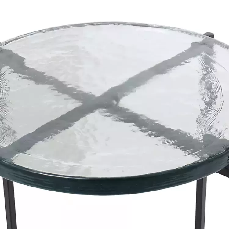 Clear Textured Glass & Black Iron Accent Table>Kirklands Home Store
