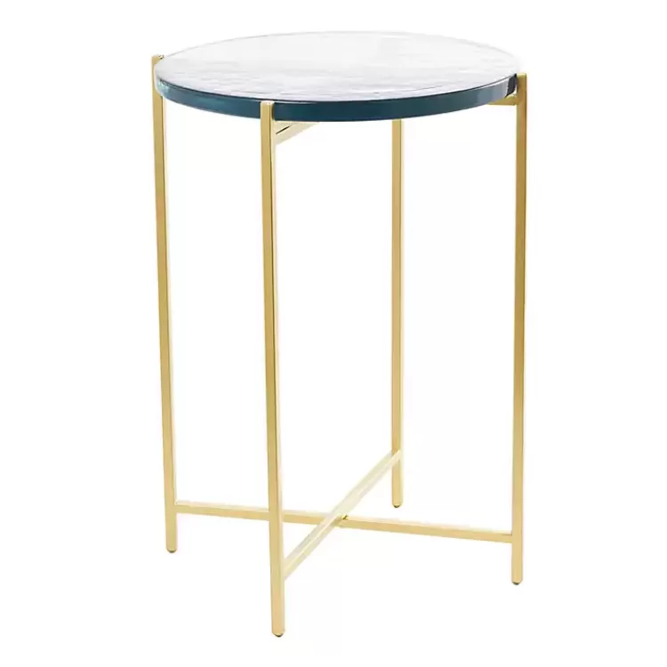 Clear Textured Glass & Gold Iron Accent Table>Kirklands Home Hot