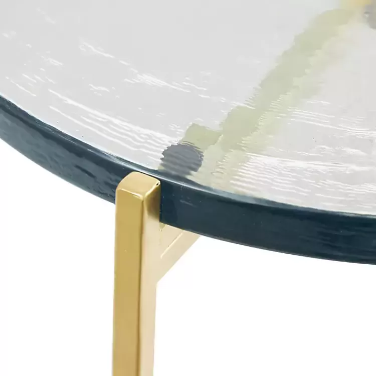 Clear Textured Glass & Gold Iron Accent Table>Kirklands Home Hot