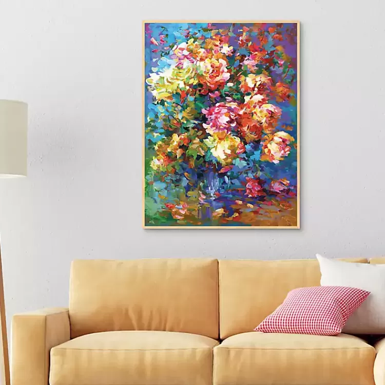 Colorful Flowers in Vase Framed Canvas Art Print>Kirklands Home Best