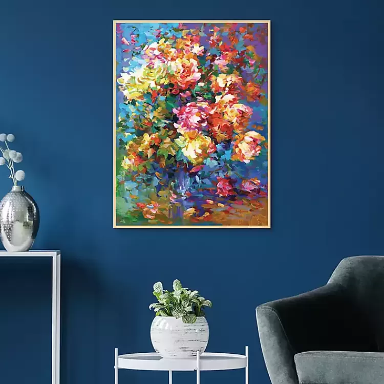 Colorful Flowers in Vase Framed Canvas Art Print>Kirklands Home Best