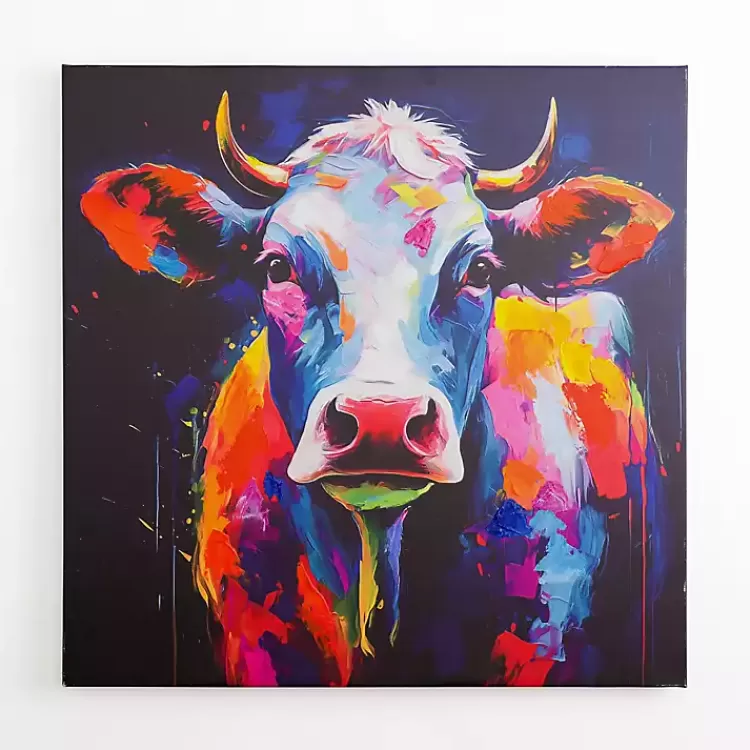 Colorful Moo Canvas Art Print>Kirklands Home Best Sale