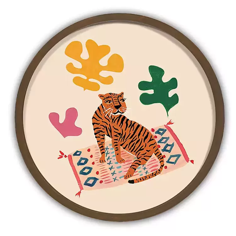 Colorful Tiger Round Framed Wall Art>Kirklands Home Best Sale