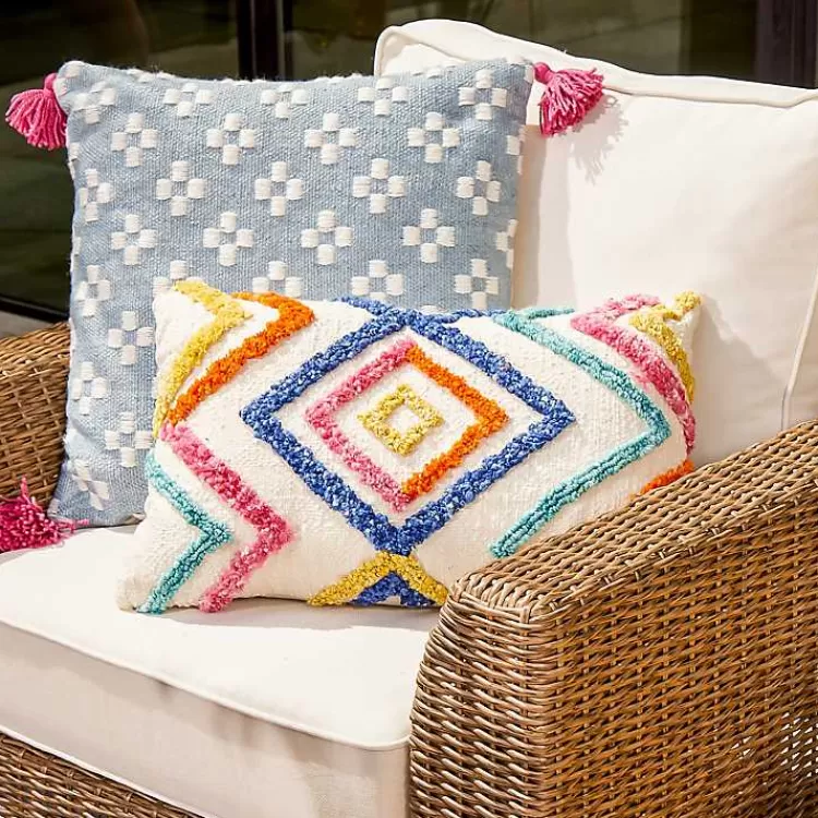 Colorful Tufted Diamond Outdoor Lumbar Pillow>Kirklands Home New