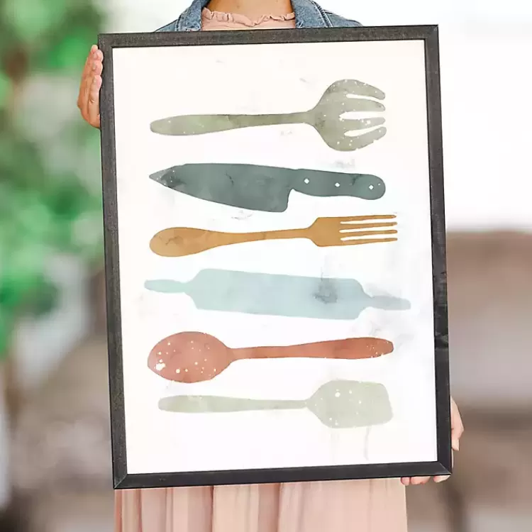 Colorful Utensils Framed Art Print>Kirklands Home Cheap