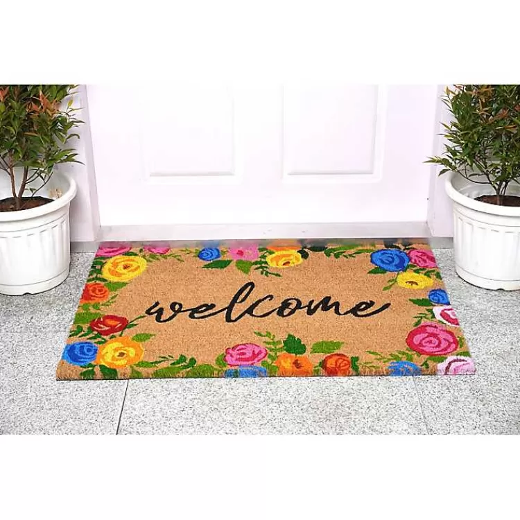 colorful_welcome_roses_doormat_2.webp Colorful Welcome Roses Doormat>Kirklands Home Hot