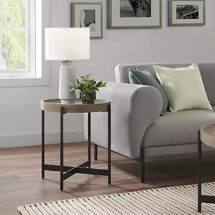 Concrete Round Tray Top Side Table>Kirklands Home Hot
