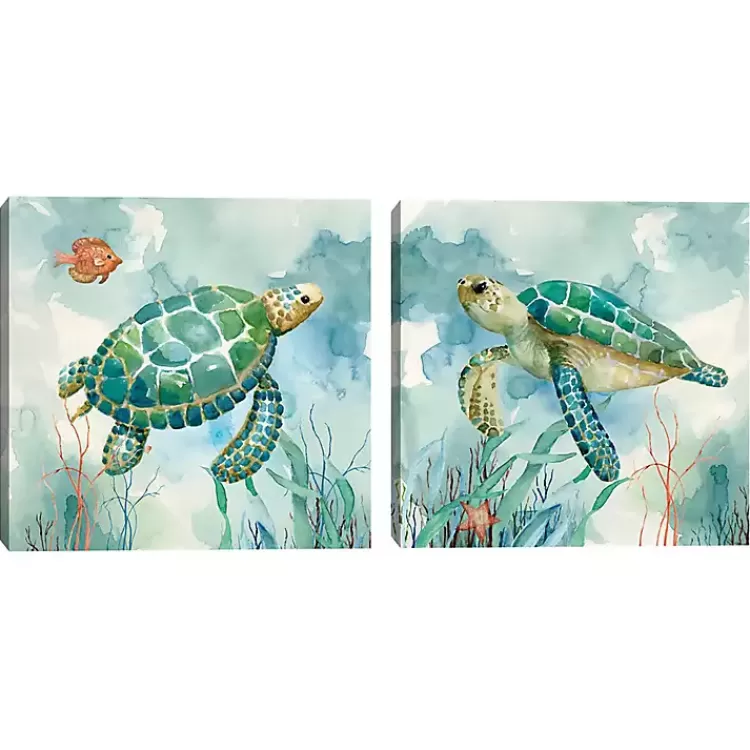 Coral Bay Sea Turtle Canvas Art Prints, Set of 2>Kirklands Home Shop
