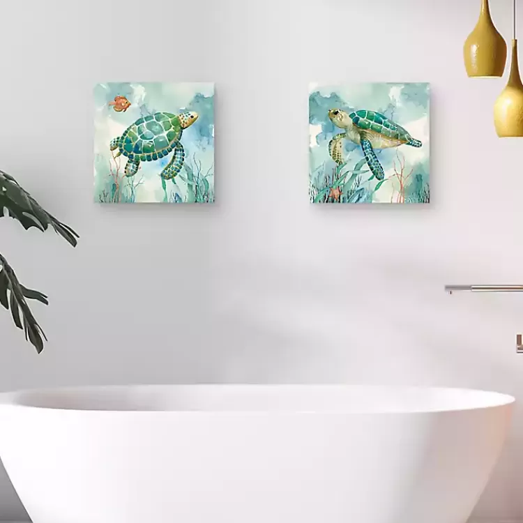 Coral Bay Sea Turtle Canvas Art Prints, Set of 2>Kirklands Home Shop