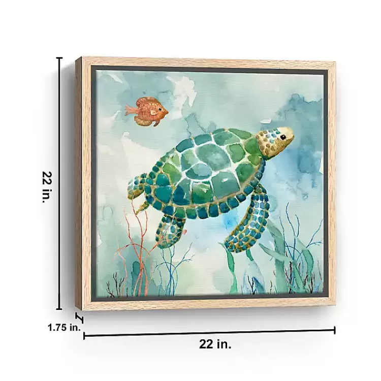 Coral Bay Sea Turtle Framed Canvas Art Print>Kirklands Home Flash Sale