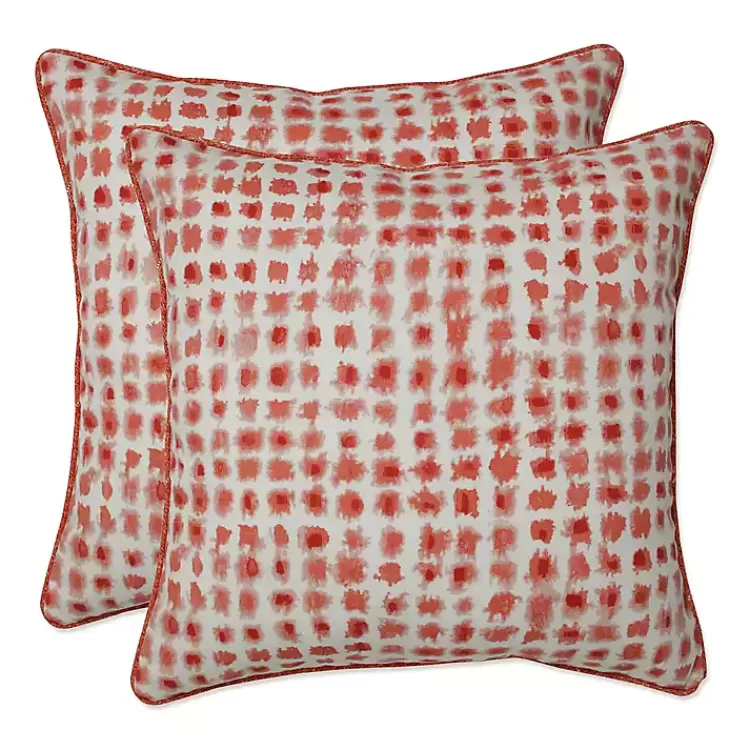 Coral Checkered Outdoor Pillows, Set of 2>Kirklands Home Online
