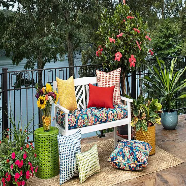 Coral Checkered Outdoor Pillows, Set of 2>Kirklands Home Online
