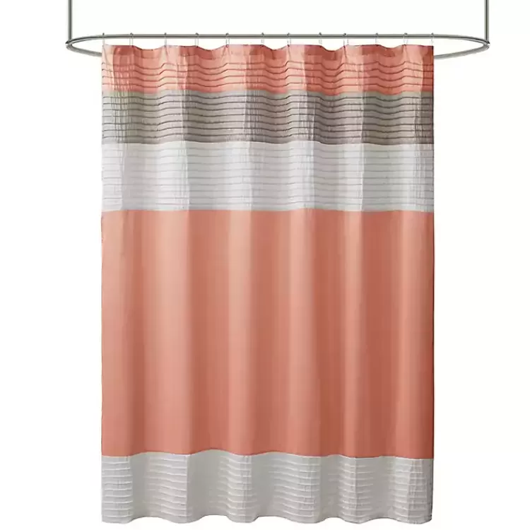 Coral Colorblock Silky Shower Curtain>Kirklands Home Cheap