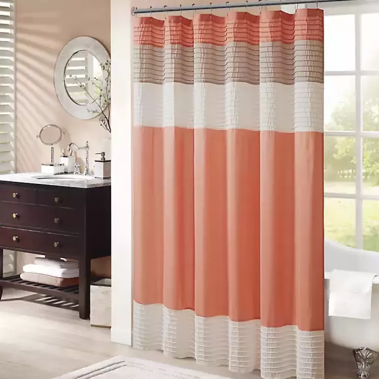 Coral Colorblock Silky Shower Curtain>Kirklands Home Cheap