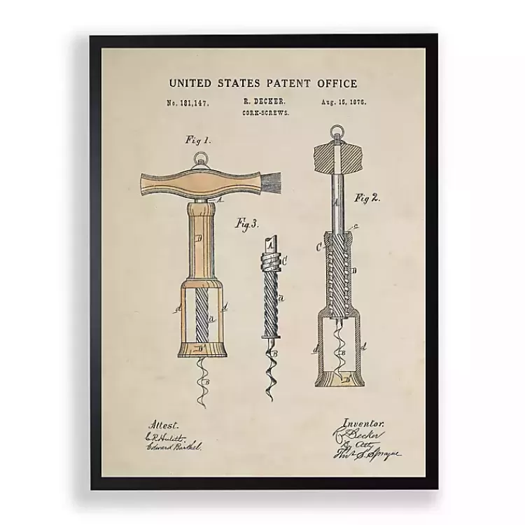 Cork Screw Patent Framed Art Print>Kirklands Home Fashion