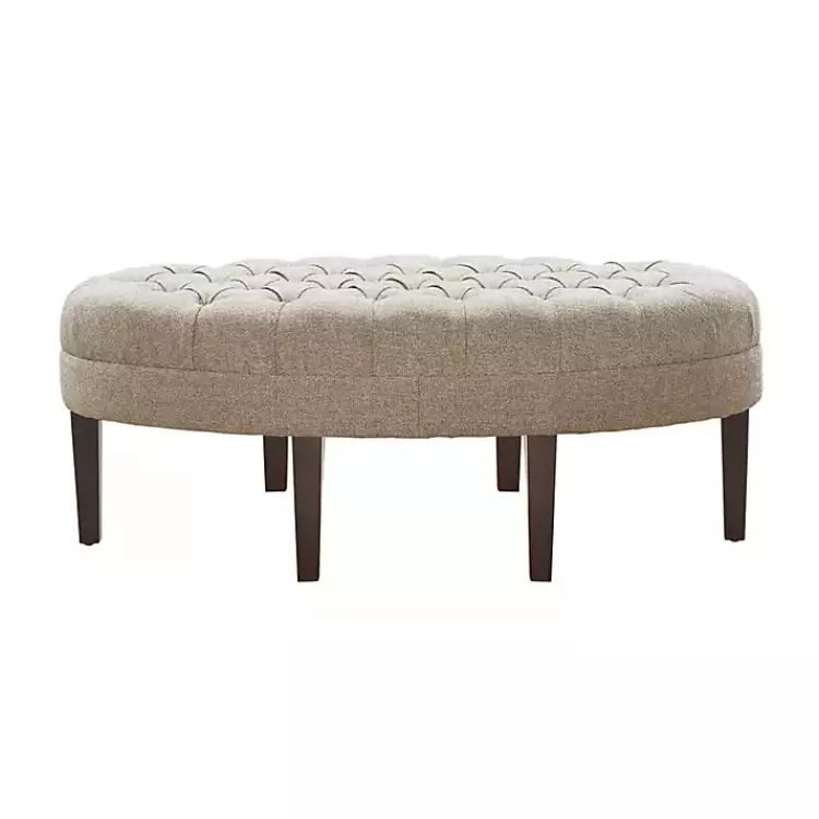 Cory Tufted Natural Linen Ottoman>Kirklands Home Online