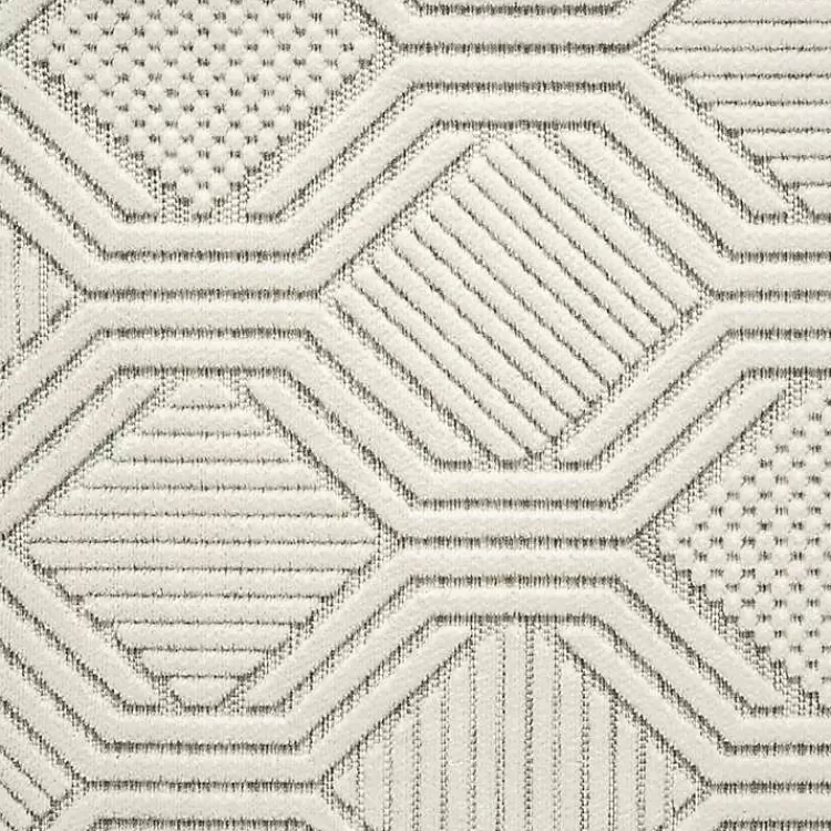 Cream and Blue Geo Indoor/Outdoor Area Rug, 7x9>Kirklands Home Outlet