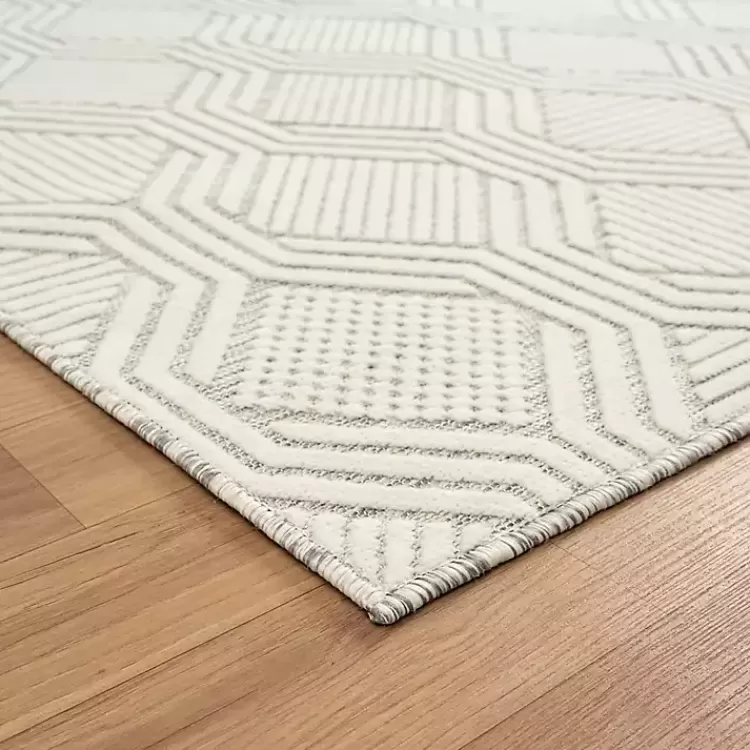Cream and Blue Geo Indoor/Outdoor Area Rug, 7x9>Kirklands Home Outlet