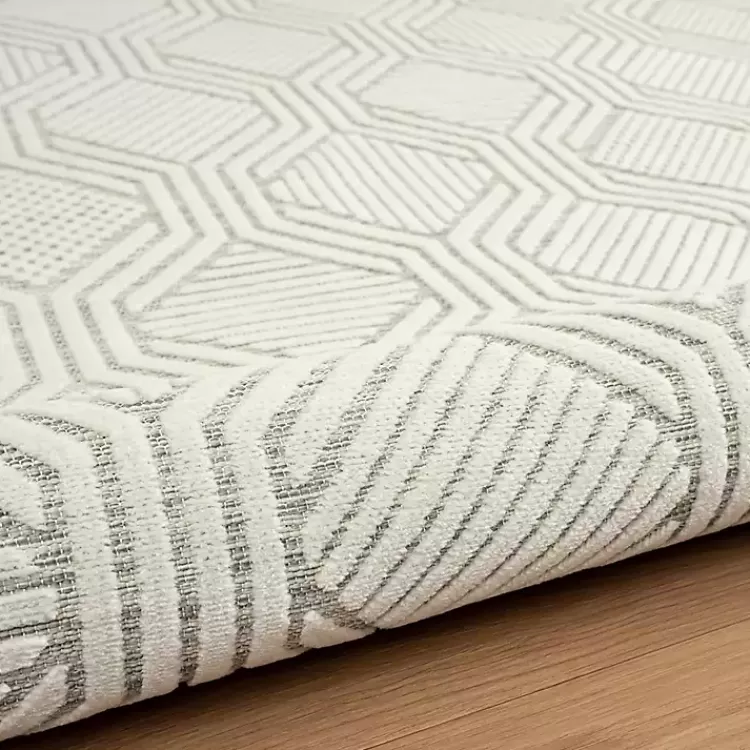 Cream and Blue Geo Indoor/Outdoor Area Rug, 7x9>Kirklands Home Outlet