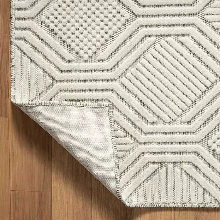 Cream and Blue Geo Indoor/Outdoor Area Rug, 7x9>Kirklands Home Outlet