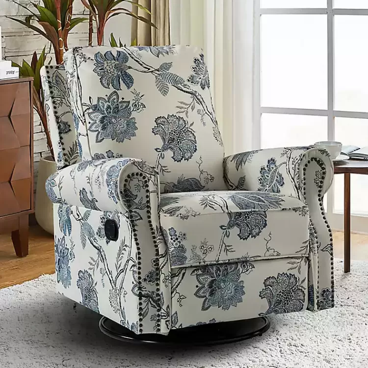 Cream and Blue Vintage Floral Rocking Recliner>Kirklands Home Cheap