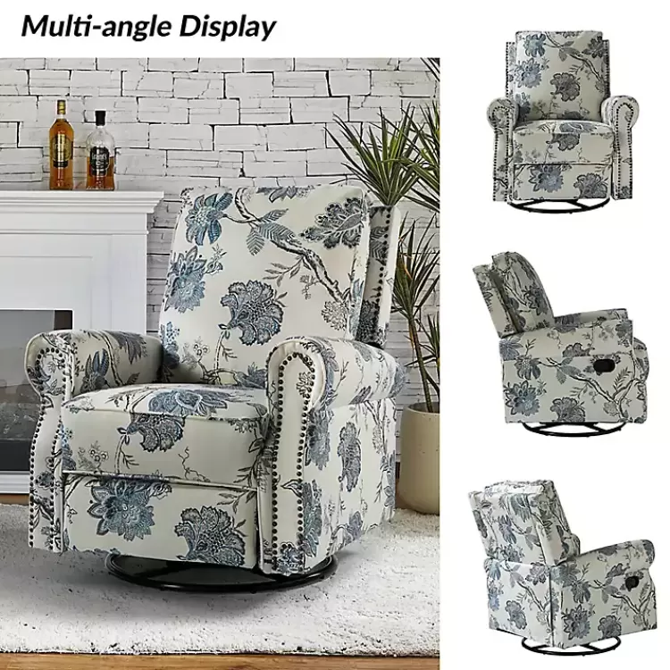 Cream and Blue Vintage Floral Rocking Recliner>Kirklands Home Cheap