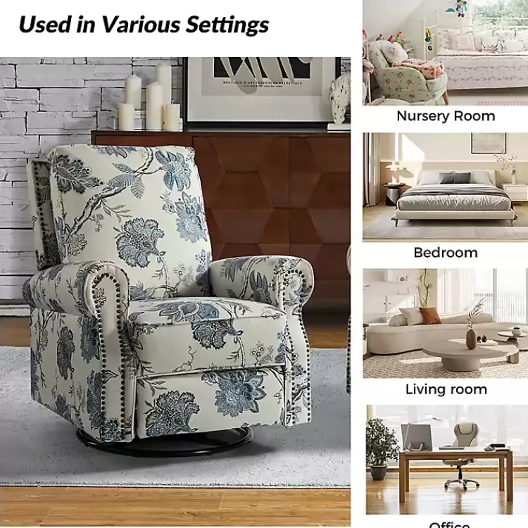 Cream and Blue Vintage Floral Rocking Recliner>Kirklands Home Cheap