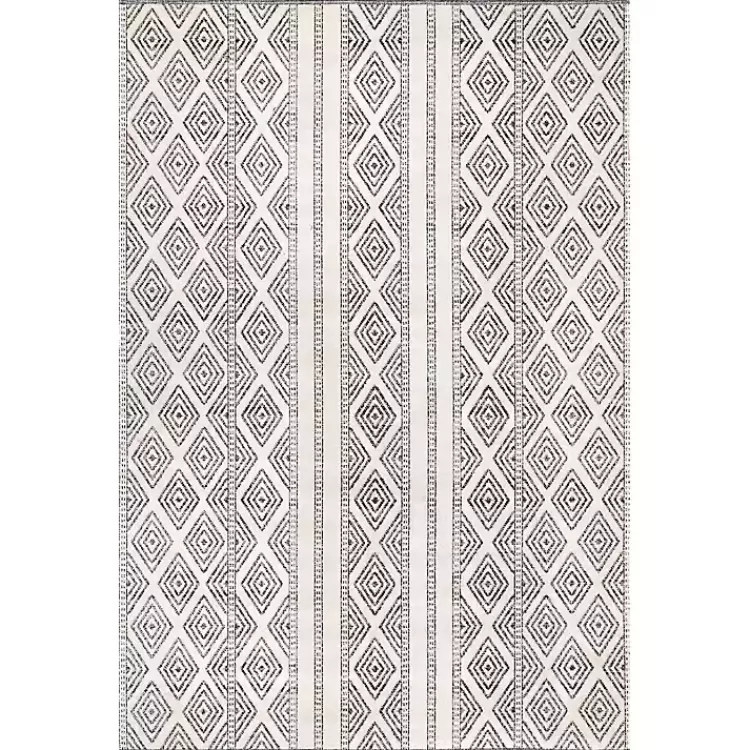 Cream and Gray Miriam Striped Outdoor Rug, 5x8>Kirklands Home Flash Sale