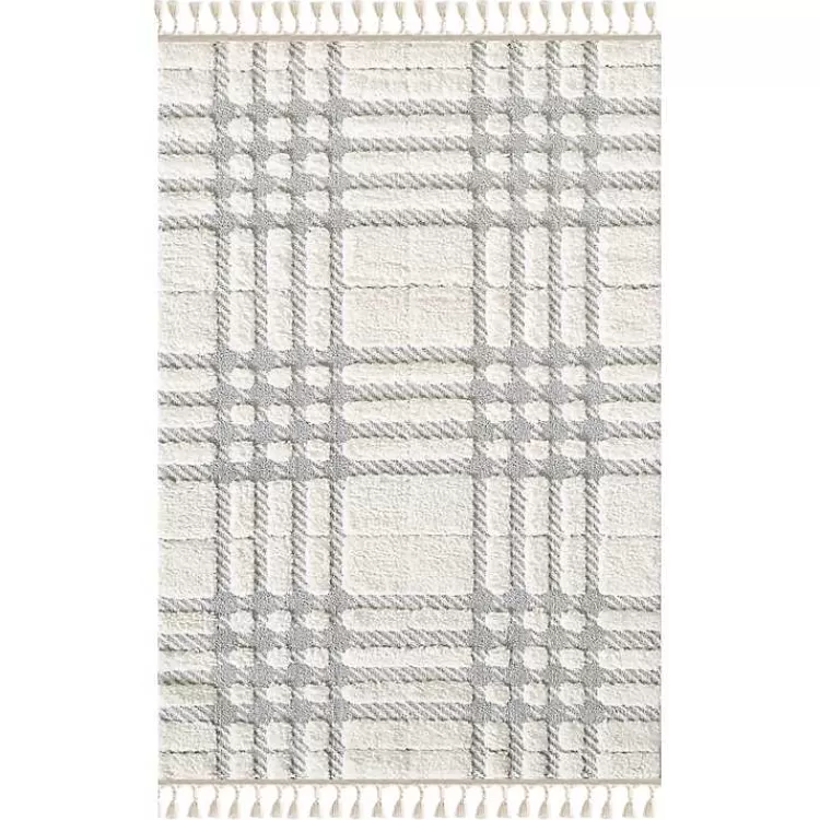 Cream and Gray Tufted Criss-Cross Area Rug, 7x9>Kirklands Home Best