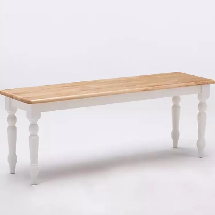 Cream and Natural Wood Dining Bench>Kirklands Home Hot