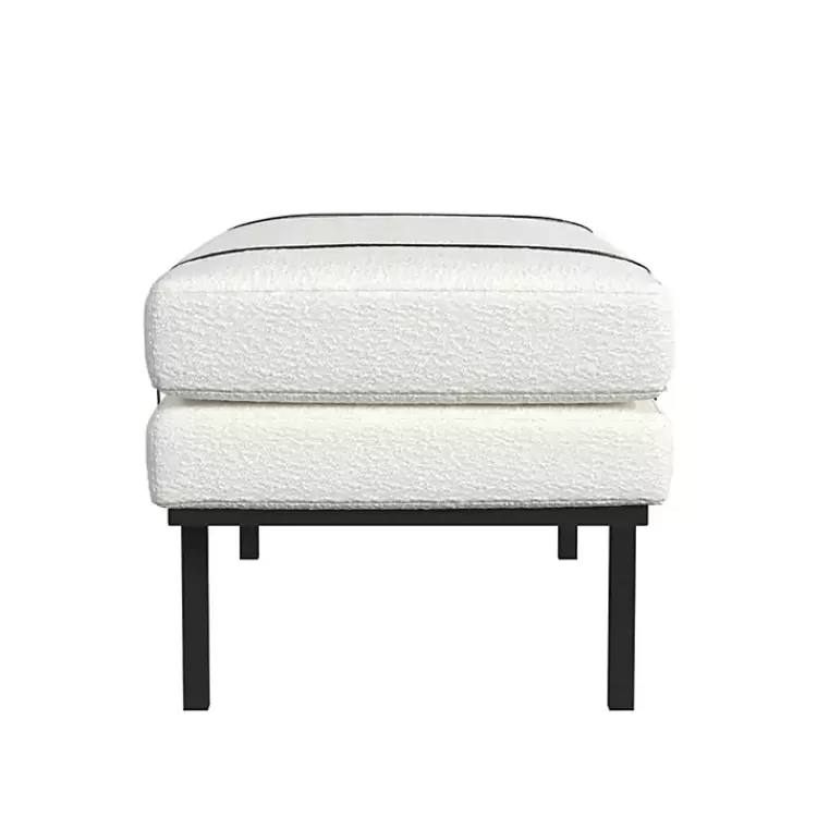 cream_boucle_black_faux_leather_bench_3.webp Cream Boucle Black Faux Leather Bench>Kirklands Home Flash Sale