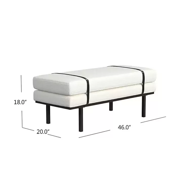 cream_boucle_black_faux_leather_bench_5.webp Cream Boucle Black Faux Leather Bench>Kirklands Home Flash Sale