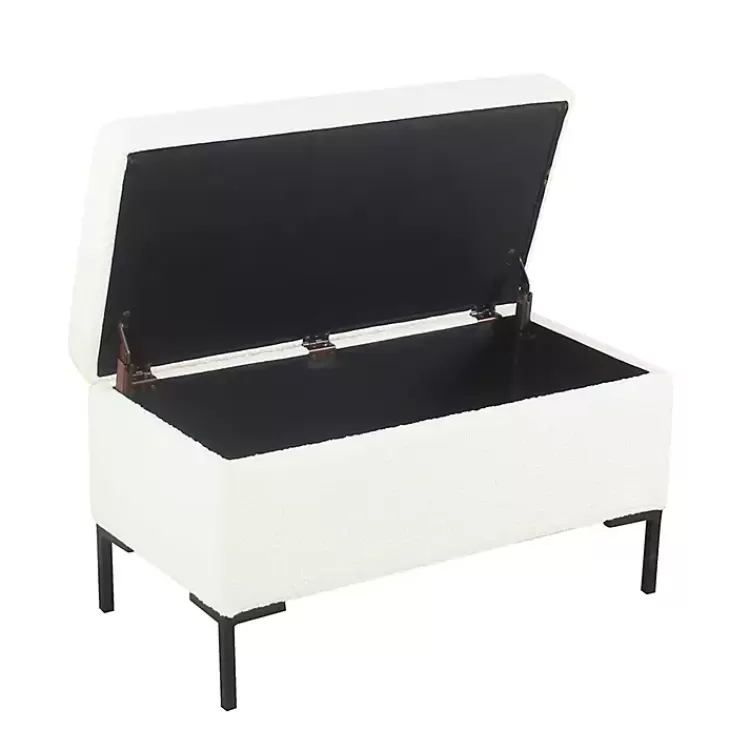 cream_boucle_black_metal_storage_bench_2.webp Cream Boucle Black Metal Storage Bench>Kirklands Home Fashion